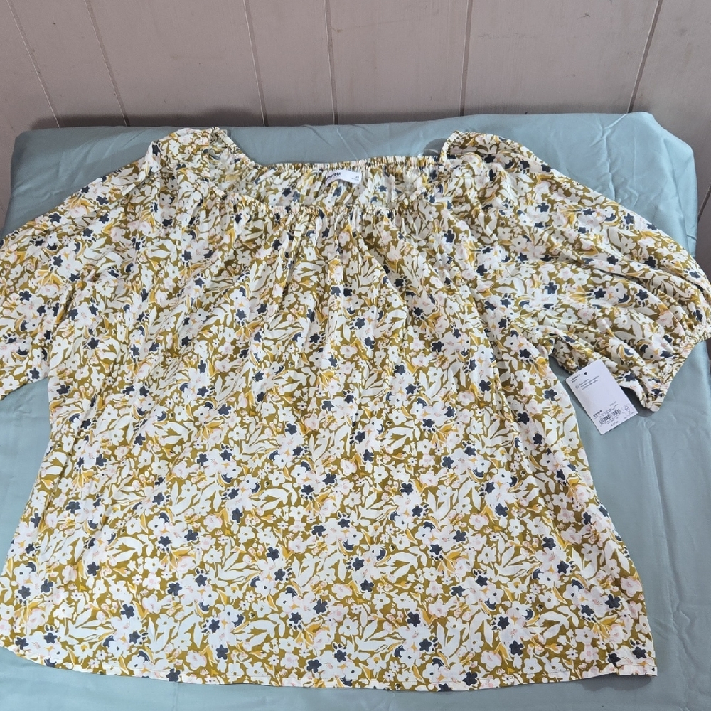 Sonoma Floral Women's Plus 4X Top - Yellow and White NWT